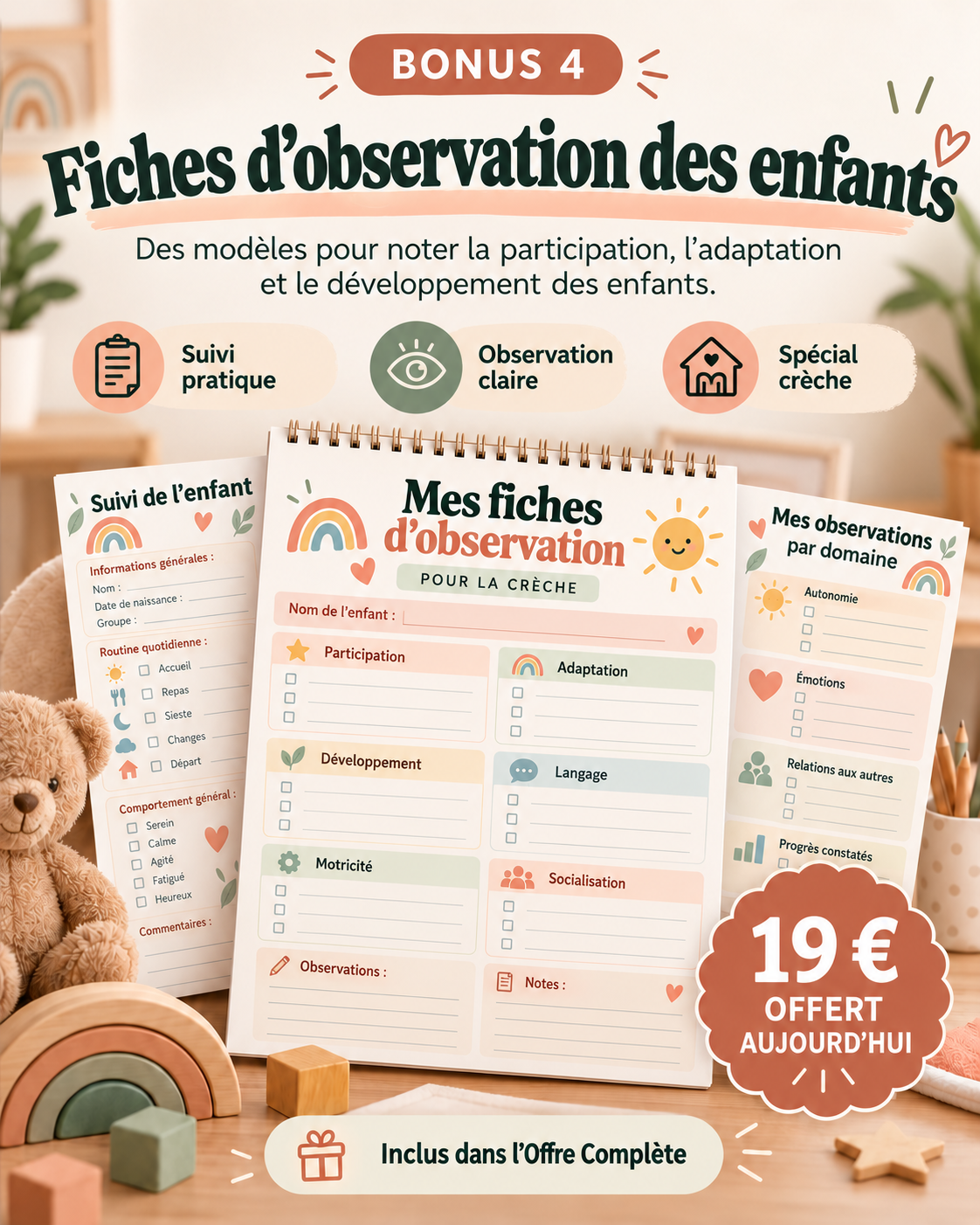 Bonus 4 — Fiches d’observation des enfants